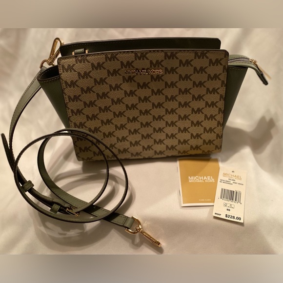 NWT Michael Michael Kors Selma Army Green Medium Messenger/Crossbody Bag - Picture 11 of 11